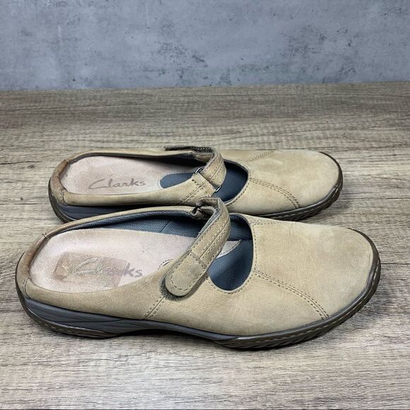 Clarks 32400 Tan Leather Mary Jane Mules Wm's 8M - Picture 2 of 10